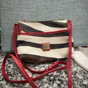 Dooney & Bourke Zebra Crossbody Bag with Red Trim